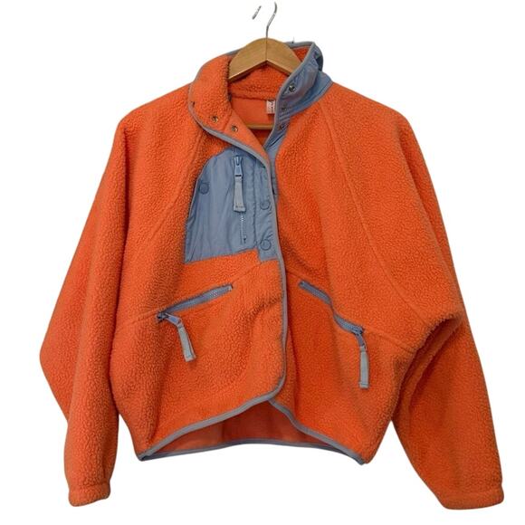 Free People FP Movement “Hit the Slopes” Fleece Jacket in Orange, size XS - Picture 1 of 7